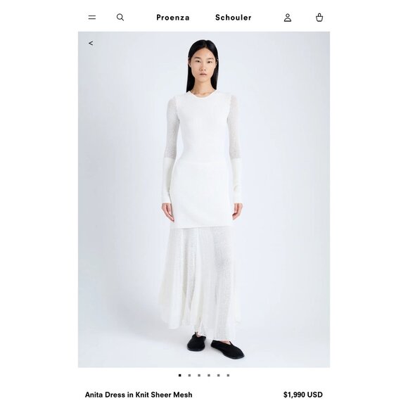 PROENZA SCHOULER Anita Dress in off white Knit Sheer Mesh SIZE M - Picture 10 of 11